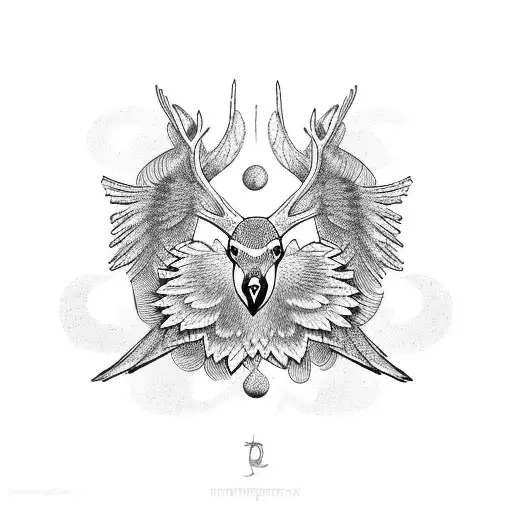 flying ducks with deer tattoo design idea