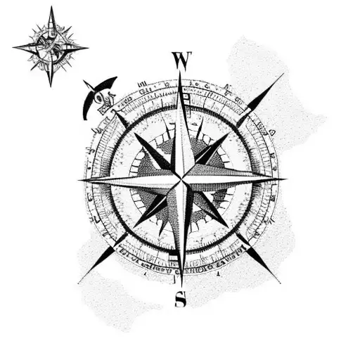 A compass with the time 5:14:22 with mountains and California imagery  tattoo design idea