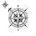 A compass with the time 5:14:22 with mountains and California imagery  tattoo design idea