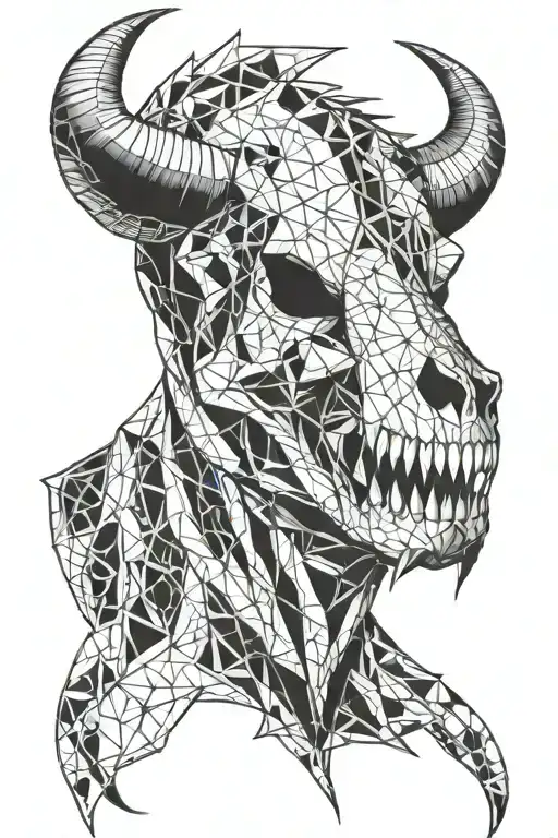 Bull Head skeleton tattoo design idea