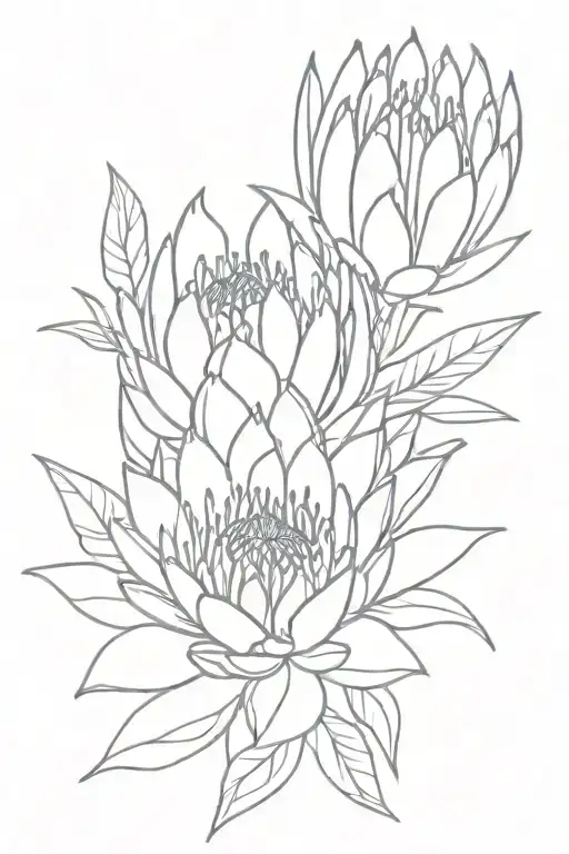 protea flower bouquet tattoo design idea