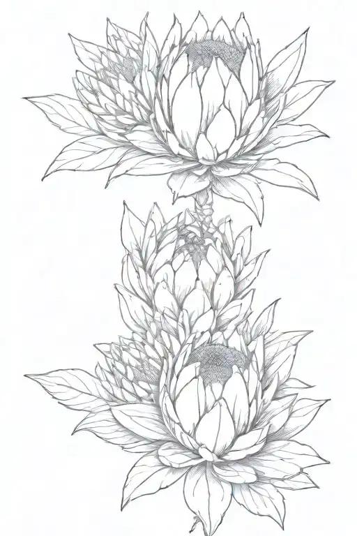 protea flower bouquet tattoo design idea