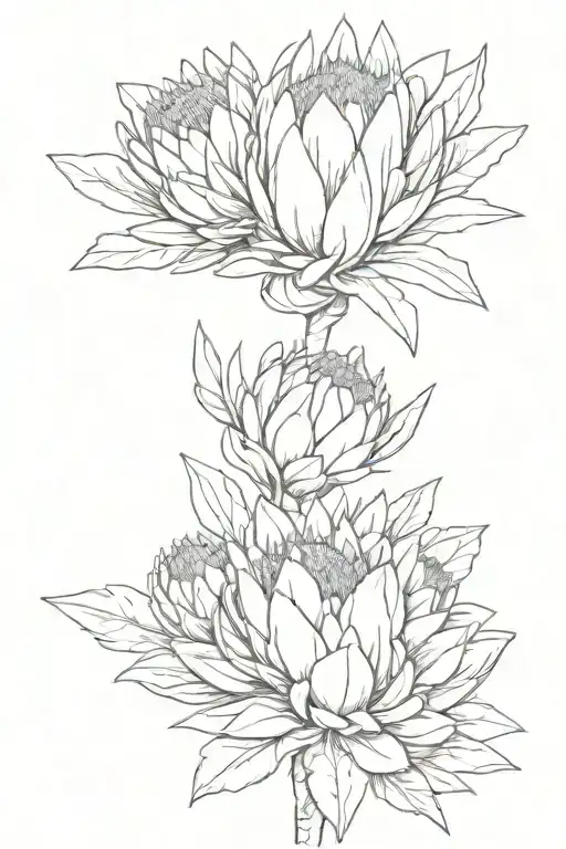 protea flower bouquet tattoo design idea