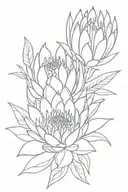 protea flower bouquet tattoo design idea