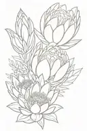 protea flower bouquet tattoo design idea