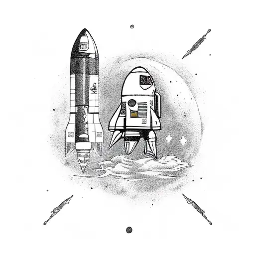 Nasa Rocket Sailor Jerry style tattoo design idea