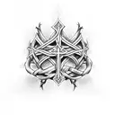 cross, vines and thorn crown tattoo design idea
