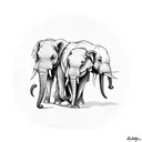2 adult elephants with 3 small elephants hugging tattoo design idea