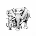 2 adult elephants with 3 small elephants hugging tattoo design idea