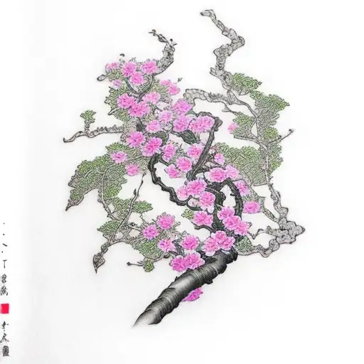 Shichifukujin in a Bougainvillea tattoo design idea