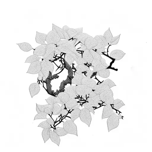 seven lucky gods in a Bougainvillea tattoo design idea