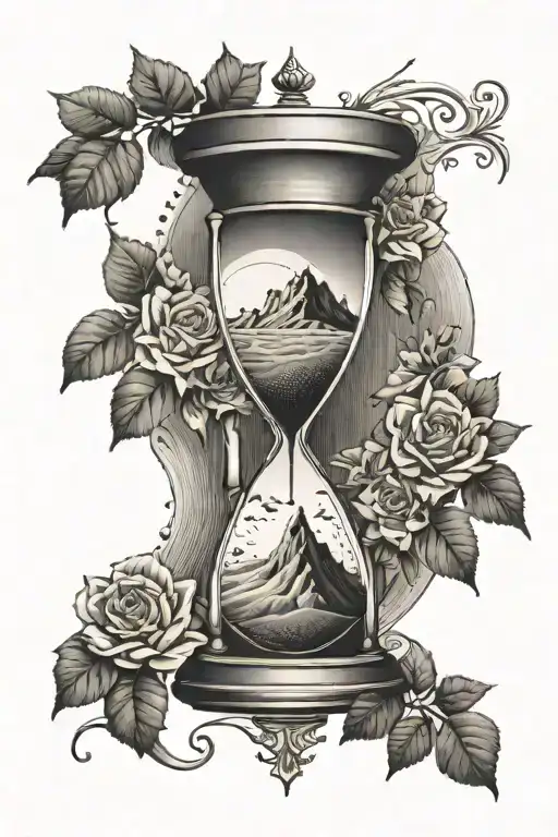 hour glass with sand dune tattoo design idea