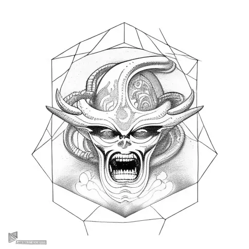 Geometric "Prometheus Watching Down As He Bleeds" Tattoo Idea BlackInk