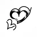 corazon con una B tattoo design idea