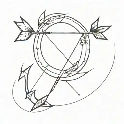 bow and arrow with sun tattoo design idea