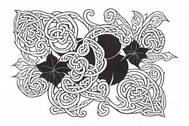 ivy leaves and Celtic knot arm band tattoo design idea