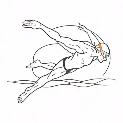 A minimalist tattoo of a swimmer diving into a pool tattoo design idea