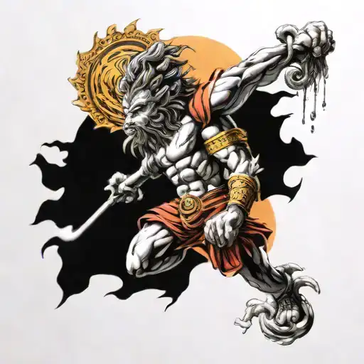 Sun Wukong, Water, Aries, strive to overcome difficulties tattoo design idea