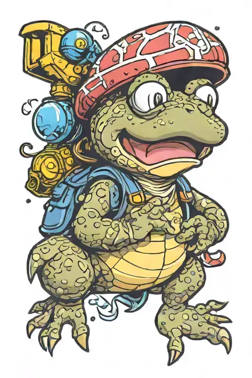 toad from mario tattoo design idea