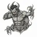 Too blessed to be too stressed man surrounded by demons tattoo design idea