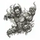 Too blessed to be too stressed man surrounded by demons tattoo design idea