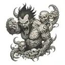 Too blessed to be too stressed man surrounded by demons tattoo design idea