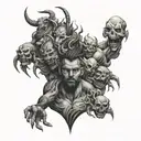 Too blessed to be too stressed man surrounded by demons tattoo design idea