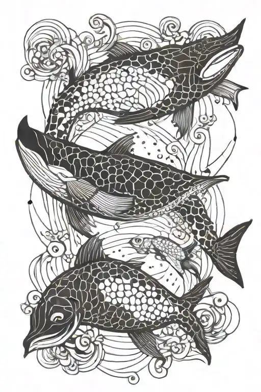 gemini whale 52 hz whale yin yang koi fish tattoo design idea