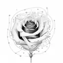 Rose with heartbeat for stem tattoo design idea