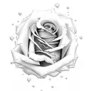 Rose with heartbeat for stem tattoo design idea