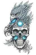 skull eagle eye blue tattoo design idea