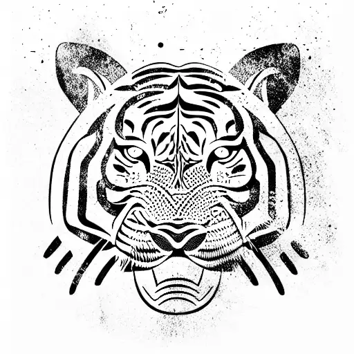Surfing tiger tattoo design idea