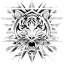 Surfing tiger tattoo design idea