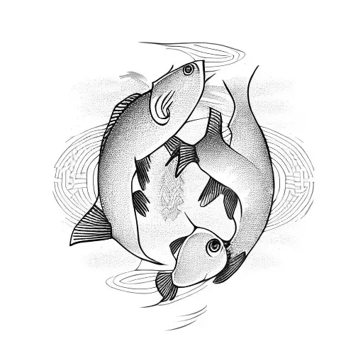two coi fish swimming in a circle  tattoo design idea