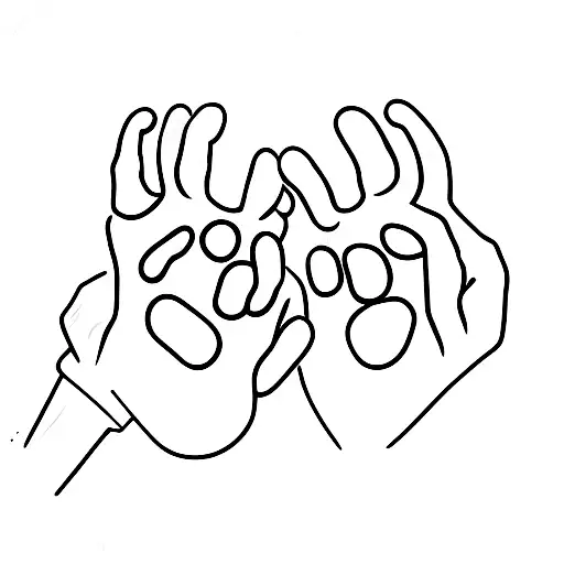 paw and baby hand tattoo design idea