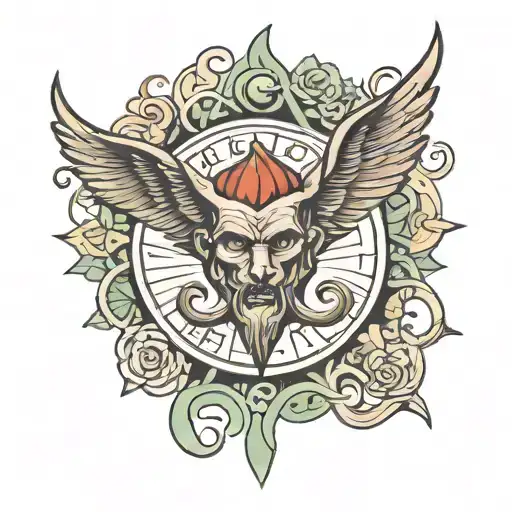 Lucifer symbol money power fame tattoo design idea