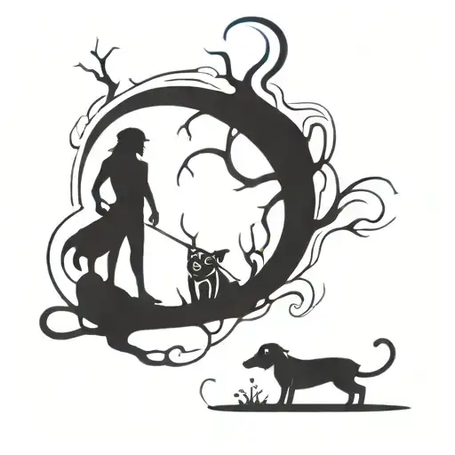 my two dogs guarding me from demons tattoo design idea