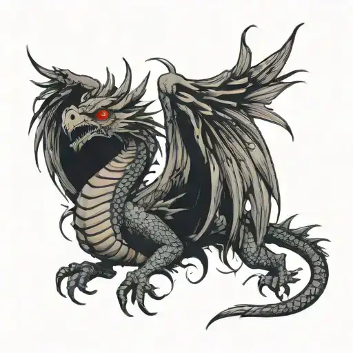 dragon with the head of a crow flying tattoo design idea