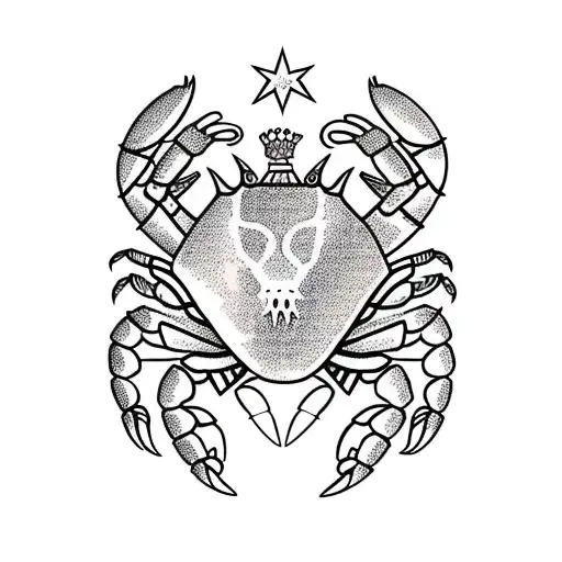 crab with crown tattoo design idea