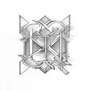 letters K,M,E,C,J,V,A,J,V,S,A,A,I connected with hearts tattoo design idea