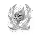 letters K,M,E,C,J,V,A,J,V,S,A,A,I connected with hearts tattoo design idea