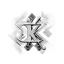 letters K,M,E,C,J,V,A,J,V,S,A,A,I connected with hearts tattoo design idea