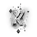 letters K,M,E,C,J,V,A,J,V,S,A,A,I connected with hearts tattoo design idea