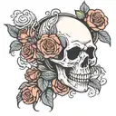gothic skull with roses tattoo design idea