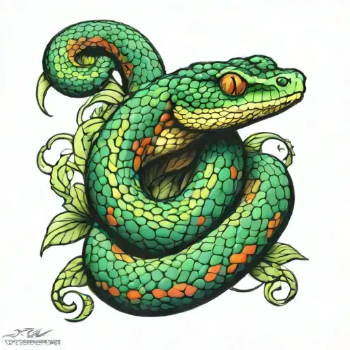 bush viper snake sleeve tattoo design idea