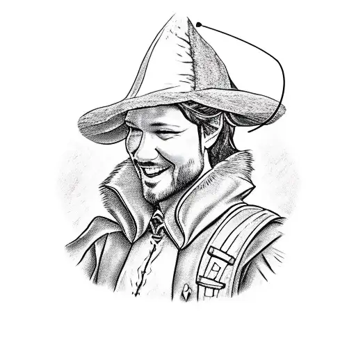 robin Hood, with bow and his hat tattoo design idea