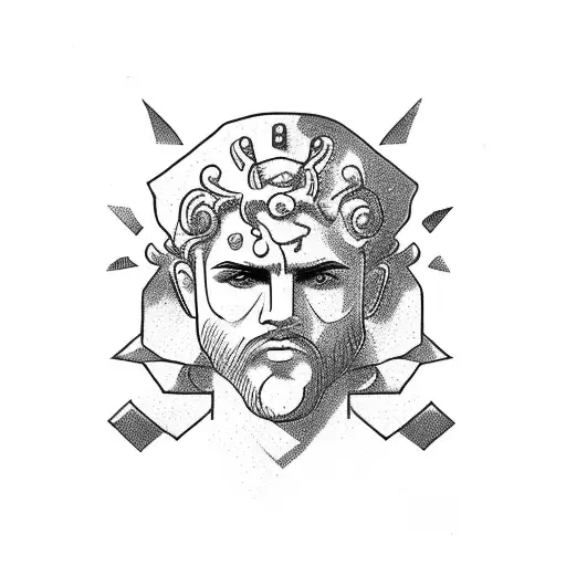 Dotwork "Small Mens Greek Broken Bust Of David..." Tattoo Idea - BlackInk