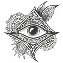 fatima's eye symbol integrated tattoo design idea