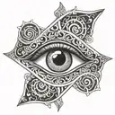 fatima's eye symbol integrated tattoo design idea