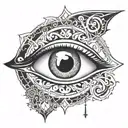 fatima's eye symbol integrated tattoo design idea